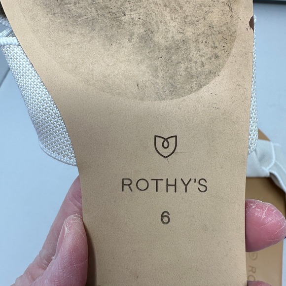 Rothy's The Oahu Slide Sandals Womens Size 6 Beige Knit Bow Slip On Flats - Picture 11 of 11